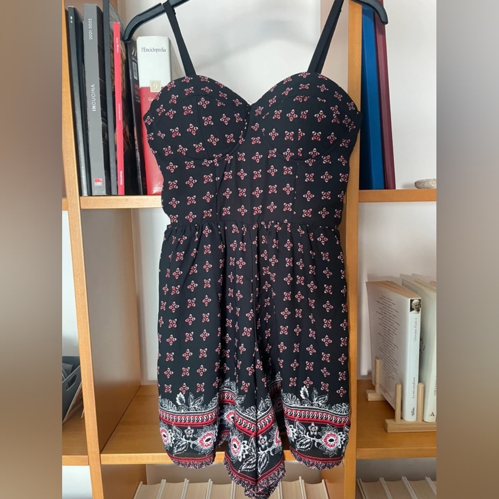 Black and Red Patterned Women's Dress